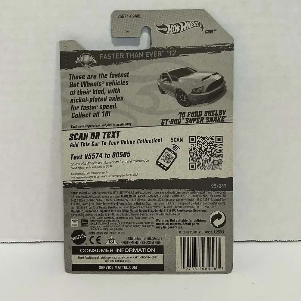 Hot Wheels 2012 '10 Ford Shelby GT-500 Super Snake Faster Than Ever 95/247